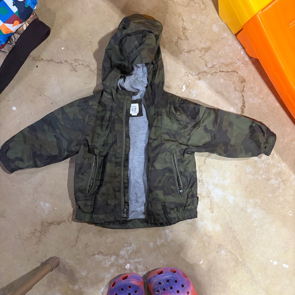GAP Baby Green & Olive Camo Hooded Jacket